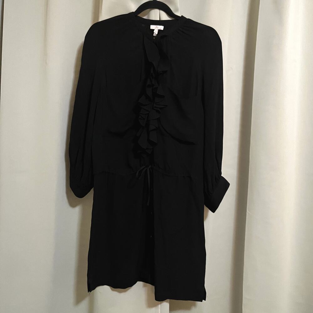 Joie 100% Silk Black Ruffle Dress size M